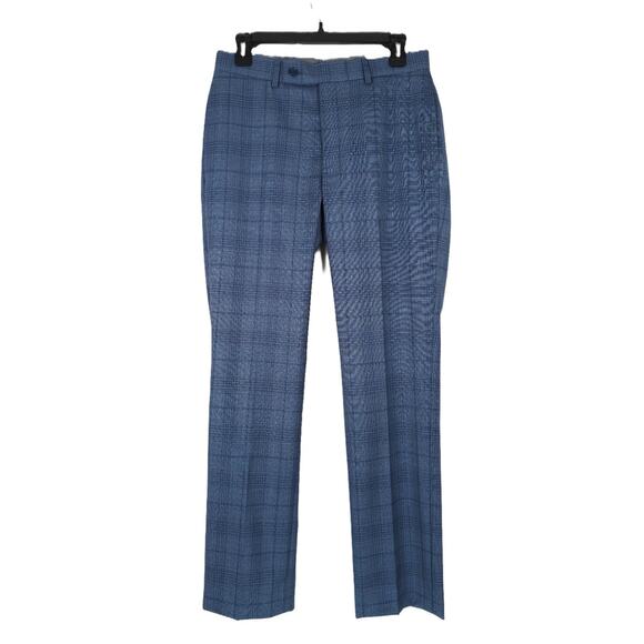 Calvin Klein Men's Slim-Fit Stretch Wool Blend Suit Pants Blue Plaid 30x32 NWT - Picture 2 of 6